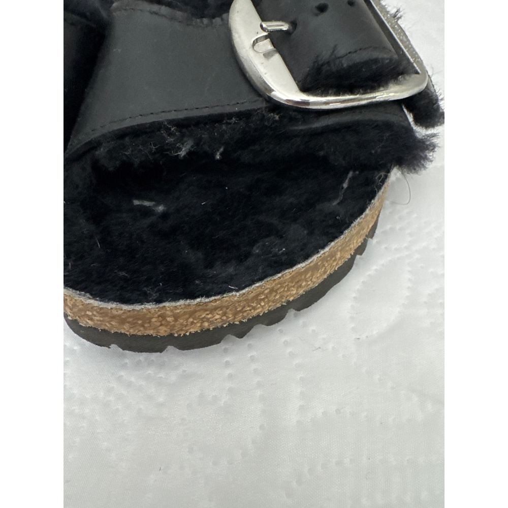 Birkenstock Madrid Single Strap Big Buckle Fur Lined Comfort Sandals Black 38 - Picture 5 of 14